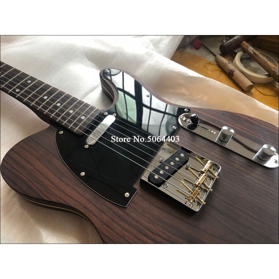 Custom George Harrison All Rosewood Brown Sandwich Tele Electric Guitar Rose Wood Body & Neck, 3 Saddle Bridge, Vintage Tuners, Masterbuilt By Paul Waller