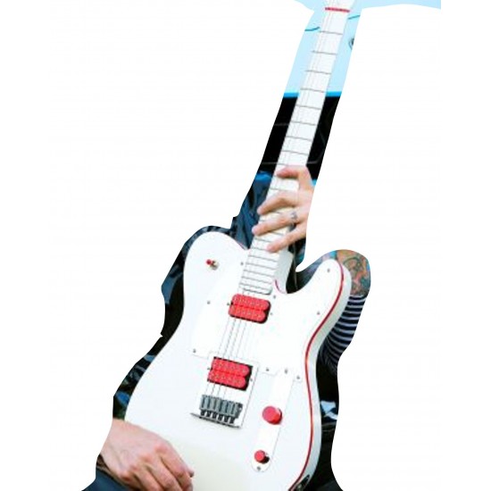 John-5 Summoning Ghosts White Tele Electric Guitar Red Body Binding Mirror Pickguard No Inlay