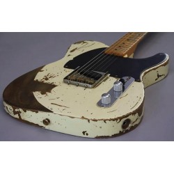 Custom Shop Jeff Beck Tribute Esquire Worn Blonde Tele Electric Guitar Heavy Relic Ash Body, Maple Neck & Fingerboard, Rounded Input Jack, 3 Saddle Bridge