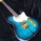 Custom Shop Merle Haggard Tuff Dog Tele Blue Burst Electric Guitar Quilted Maple Top, Gold Hardware, Black Dot Inlay