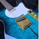 Custom Shop Merle Haggard Tuff Dog Tele Blue Burst Electric Guitar Quilted Maple Top, Gold Hardware, Black Dot Inlay