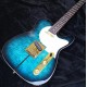 Custom Shop Merle Haggard Tuff Dog Tele Blue Burst Electric Guitar Quilted Maple Top, Gold Hardware, Black Dot Inlay