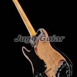 Masterbuilt Joe Strummer Signature Road Worn Black Over 3 Tone Sunburst Relic Tele Electric Guitar Alder Body, Maple Neck 3 Saddle Bridge, Black Pickguard