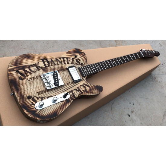 Custom Shop Satin Brown Tele Electric Guitar Ash Wood Body, Rosewood Neck & Fingerboard, Humbucker Neck Pickup, Chrome Hardware