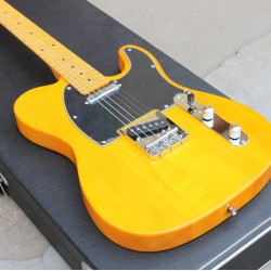 52 Deluxe Maple Natural Tele Butterscotch Blonde Electric Guitar Black Pickguard, Dot Inlay, Vintage Tuners, Custom Shop V logo