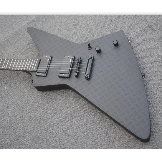 MX 250 Metallic James Hetfield Matte Black Explorer Electric Guitar Diamond Metal Plate, Deer Skull Inlay, China EMG Pickups, BlackHardware