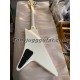 Moderne White 1958 Reissue Flying V Electric Guitar Boat paddle Gumby style headstock Dot Inlay Gold Hardware