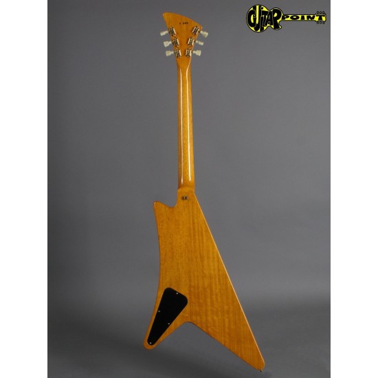 Rare Moderne Korina 1958 Reissue Heritage 1982 Natural Flying V Electric Guitar Boat paddle Gumby style headstock, Dot Inlay, Gold Hardware