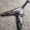 JimiHendrix Psychedelic Hand Painted Fly V Electric Guitar Floyd Rose Tremolo Bridge, Tuilp Tuners, Dot Inlay, White Pickguard