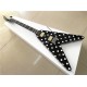 Custom Randy Rhoads Polka Dot Fly V Black & White Dot Electric Guitar Tremolo Bridge Chrome Hardware