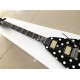 Custom Randy Rhoads Polka Dot Fly V Black & White Dot Electric Guitar Tremolo Bridge Chrome Hardware