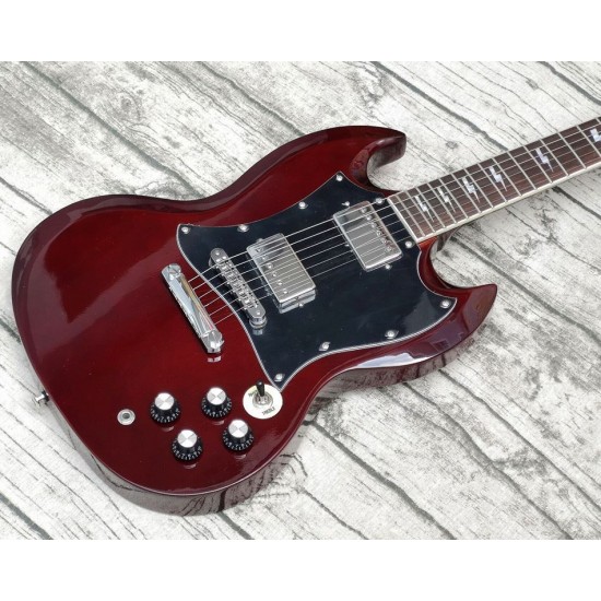 Thunderstruck AC DC Angus Young SG Wine Red Electric Guitar Mahogany Body, bolt inlays, Chrome Hardware