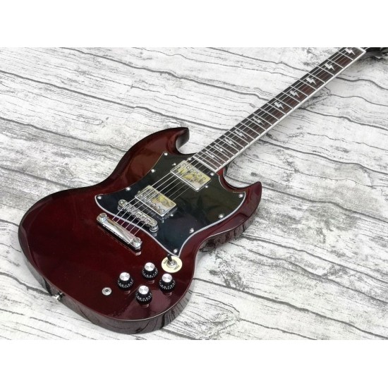 Thunderstruck AC DC Angus Young SG Wine Red Electric Guitar Mahogany Body, bolt inlays, Chrome Hardware