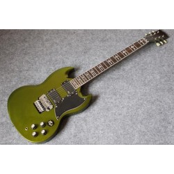 Custom Shop Tony Lommi SG Metallic Green Electric Guitar Floyd Rose Tremolo Bridge EMG Pickups Iron Cross Pearl Fingerboard Inlay