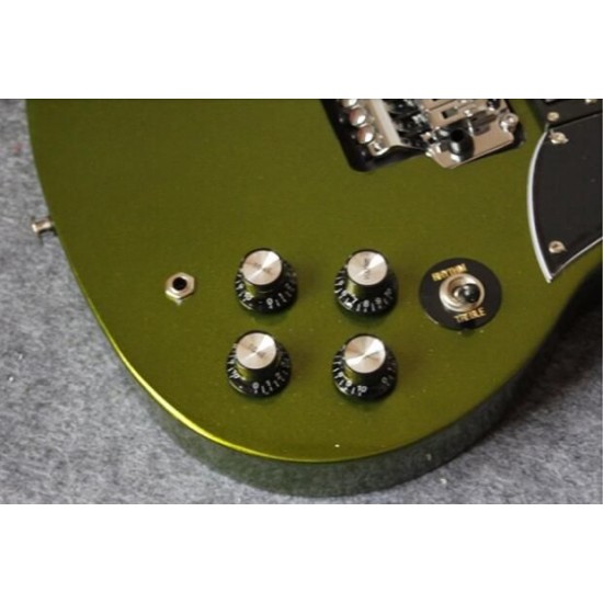 Custom Shop Tony Lommi SG Metallic Green Electric Guitar Floyd Rose Tremolo Bridge EMG Pickups Iron Cross Pearl Fingerboard Inlay