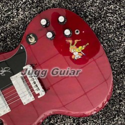 Custom Shop Black Sabbath Tony Iommi Signed Legendary Vintage Cheery Red Monkey Electric Guitar Black P 90 Pickups, Wrap Arround Bridge, Vintage Tuners