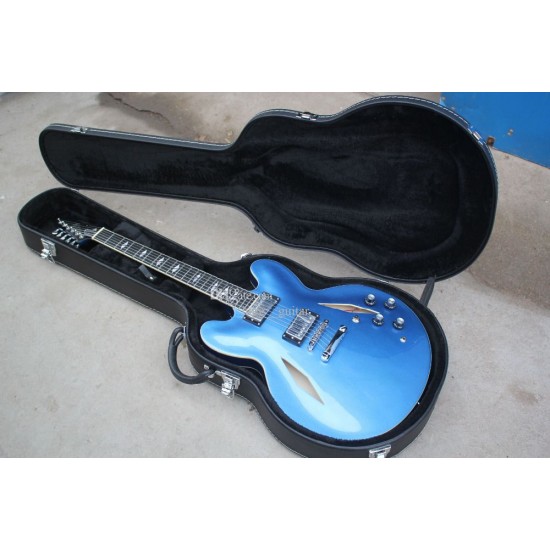 Dave Grohl DG 33 Pelham Blue Semi Hollow Body Jazz Electric Guitar Six-a-side Headstock, Double F Holes, Split Diamond Inlay, Grover Tuners Chrome Hardware