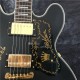 Rare 80th Anniversary B.B King Lucille Satin Black Semi Hollow Jazz Electric Guitar Double Output Jacks 5 Speed Switch Gold Hardware