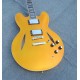 Custom Shop Dave Grohl DG 33 Metallic Gold Semi Hollow Body Jazz Electric Guitar Dual Diamond Holes, Split Diamond Inlay, Grover Tuners