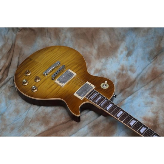 Gary Moore Peter Green Vintage Sunburst Flame Maple Top Electric Guitar Grover Tuners, Chrome Hardware, Mahogany Body, Chibson China OEM Guitars