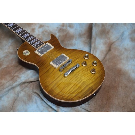 Gary Moore Peter Green Vintage Sunburst Flame Maple Top Electric Guitar Grover Tuners, Chrome Hardware, Mahogany Body, Chibson China OEM Guitars