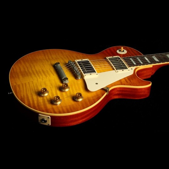 Mark Knopfler 1958 Tobacco Sunburst Flame Maple Top Electric Guitar Gold Metal G Back Cover, Tuilp Tuners, Yellow Body Binding, Chrome Hardware