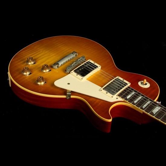 Mark Knopfler 1958 Tobacco Sunburst Flame Maple Top Electric Guitar Gold Metal G Back Cover, Tuilp Tuners, Yellow Body Binding, Chrome Hardware