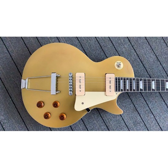 Custom Shop Relic Standard Gold Top Goldtop Electric Guitar One Piece Mahogany Body & Neck, P-90 Pickups, Trapeze Tailpiece, Tuilp Tuners