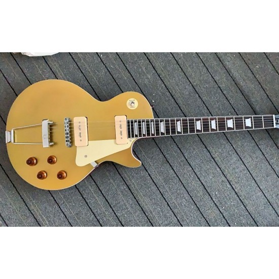 Custom Shop Relic Standard Gold Top Goldtop Electric Guitar One Piece Mahogany Body & Neck, P-90 Pickups, Trapeze Tailpiece, Tuilp Tuners