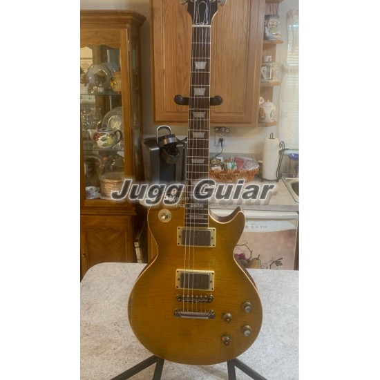 Relic Vintage Sunburst GaryMoore PeterGreen Flame Maple Top Electric Guitar One PC Neck No Scarf Joint, One Piece Body Metal Tuners Little Pin Bridge