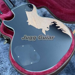 Custom John Sykes owned by Jon Schaffer of Iced Earth Relic Black Electric Guitar Mirror Pickguard, Exposed Humbucker Pickups Ebony Fingerboard