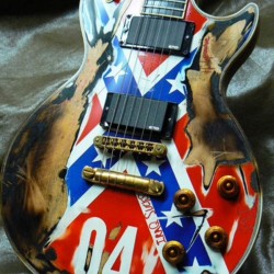 Custom ZAKK WYLDE 04 REBEL FLAG Heavy Relic Fire Burn Electric Guitar China EMG Pickups, Gold Hardware, Can be Active pickups Version