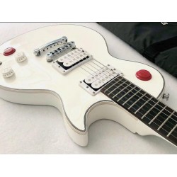 Bigger Size Red Arcade Button Kill switch Buckethead Signature Alpine White Electric Guitar Baritone Rosewood Fingerboard No Inlays 24 Jumbo Frets