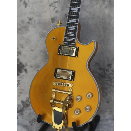 Custom Shop Billy Gib 1957 Total Gold Electric Guitar Bigs Tremolo Bridge, Block Inlay, Golden Hardware