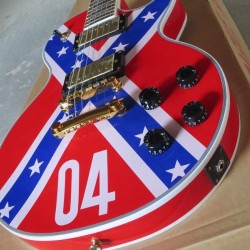 Custom Shop ZAKK WYLDE REBEL FLAG Electric Guitar Black Speed Knobs Gold Hardware Drop Shipping