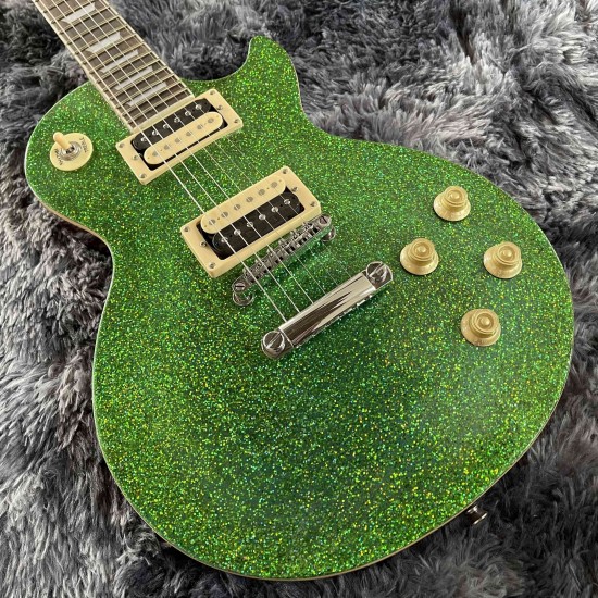 Custom Shop 1959 Big Sparkle Green Gold Top Electric Guitar Mahogany Body, Zebra Pickups, Tuilp Tuners, Chrome Hardware