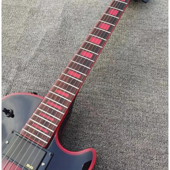 Rare Quilted Maple Top Red Widow Burst Electric Guitar Red Binding, Red Inlay, Red Logo, China EMG Pickups, Black Hardware, Spider Serial Number