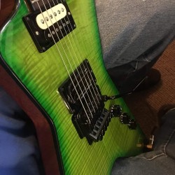 Wash Dimebag Darrell 333 Dimeslime Green Flame Maple Top Electric Guitar Black Binding, Floyd Rose Tremolo Bridge & Whammy Bar