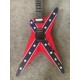 Rare Shaped Guitar Wash Dime 333 Dimebag Darrell Signature Rebel Confederate Flag Red Electric Guitar Floyd Rose Tremolo, Black Hardware