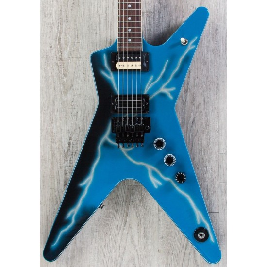 Custom Iconic Wash Dimebag Darrell Dime From Hell Blue Electric Guitar Dot Inlay, Floyd Rose Tremolo Locking Nut, Chrome Hardware