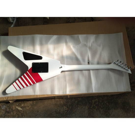 Rare Kill Switch Buckethead 24 Frets KFC Flying V Alpine White Solo Electric Guitar Red Neck Binding Floyd Rose Tremolo Tailpiece