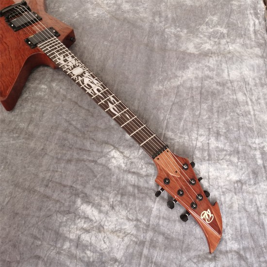 Custom Shop James Hetfield Kenneth Lawrence Brown Explorer Electric Guitar Mahogany Body, Quilted Bubinga Top, Sun Ray Inlay, Black Hardware