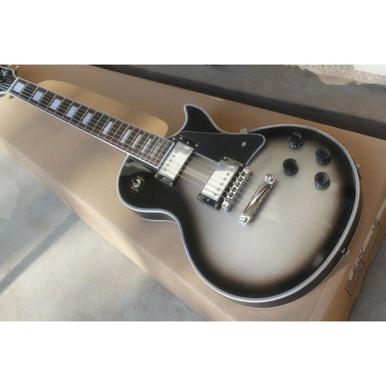 Custom Shop Silver Burst Electric Guitar 5 Ply Body Binding Chrome Hardware Black Pickguard Top Selling