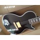 Custom Limited Run Single Pickup Black Electric Guitar Mahonay Body Ebony Fingerboard Gold Hardware Block Pearl Inlay