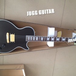 Custom Limited Run Single Pickup Black Electric Guitar Mahonay Body Ebony Fingerboard Gold Hardware Block Pearl Inlay