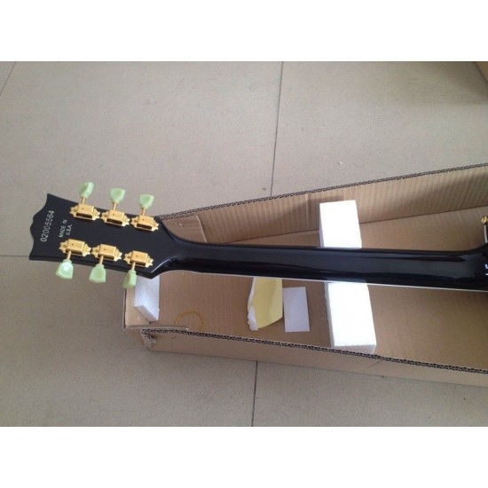 Custom Limited Run Single Pickup Black Electric Guitar Mahonay Body Ebony Fingerboard Gold Hardware Block Pearl Inlay