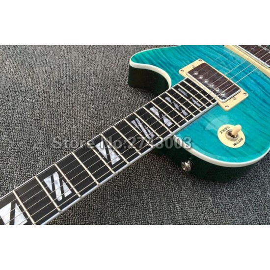 Custom 1959 R9 VOS Custom Supre Flame Maple Top Back Trans Green Electric Guitar Ebony Fingerboard Split Block MOP Inlay Chrome Hardware