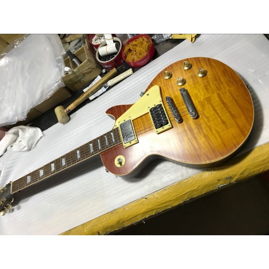 1959 Led Zeppelin Jimmy Page #7 Tom Murphy Aged Heavey Relic Electric Guitar One Piece Body & Neck, Little Pin ABR-1 Bridge, Gold Tuners