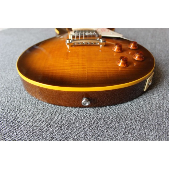 1959 R9 Big Fat Flame Maple Top Tobacco Sunburst Green Electric Guitar Yellow Binding, Rosewood Fingerboard, Custom Shop Star Pickguard