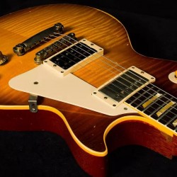 Heavy Relic Vintage Sunburst Flame Maple Top Jimmy Page Electric Guitar, One Piece Mahogany Neck & Body, ABR-1 Bridge, Gold Grover Tuners